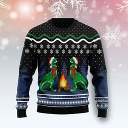 Camping T Rex Ugly Christmas Sweater Funny Xmas Apparel Xmas Gifts For Camping Lovers
