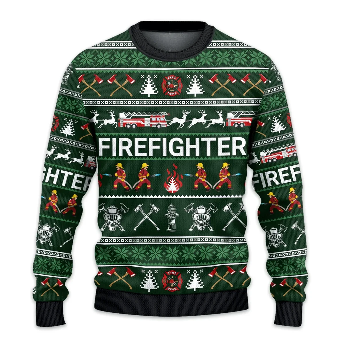 Firefighter Christmas Ugly Sweater Cold Weather Clothes Gifts For Firefighter Lovers