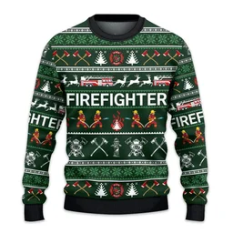 Firefighter Christmas Ugly Sweater Cold Weather Clothes Gifts For Firefighter Lovers