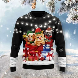 Cat Gifts Noel Ugly Christmas Sweater Festive Clothing Xmas Gifts For Cat Lovers