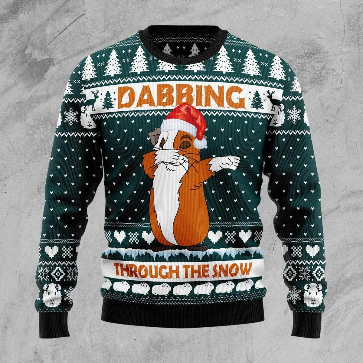 Dabbing Through The Snow Guinea Pig Ugly Xmas Sweater Cold Weather Clothes Gifts For Pig Lovers