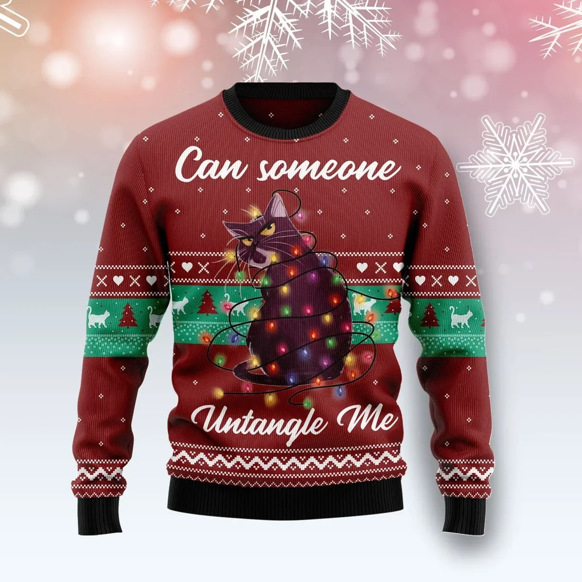 Cat Can Someone Untangle Me Ugly Christmas Sweater Winter Clothing Xmas Gifts For Cat Mom