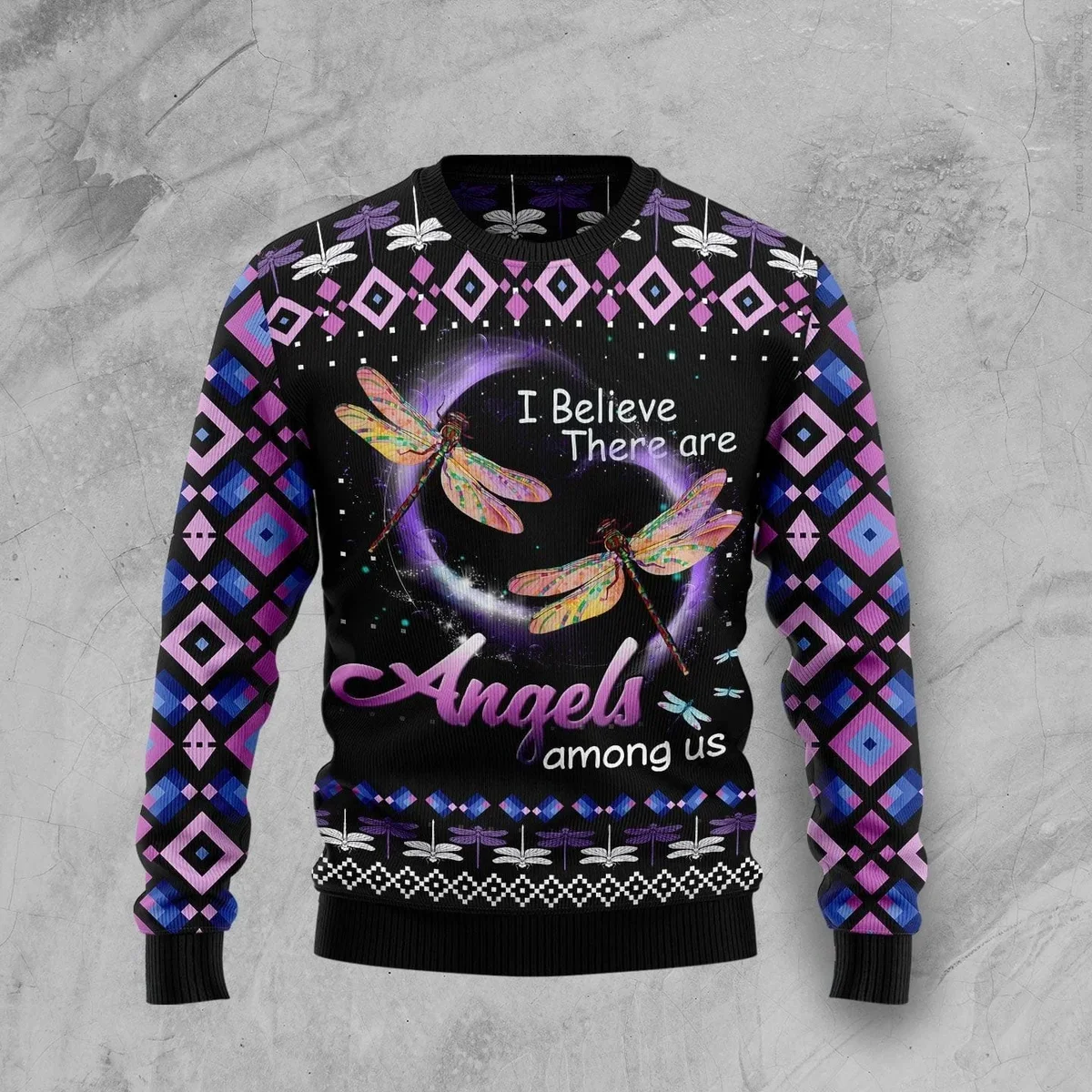 Dragonfly Angels Ugly Christmas Sweater Clothes For Christmas Gifts For Dragonfly Lovers