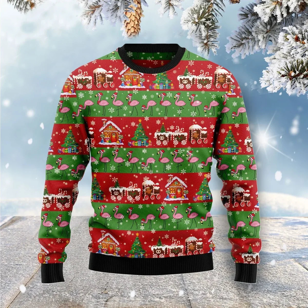 Flamingo Xmas Holiday Ugly Christmas Sweater Xmas Clothing Gifts For Flamingo Lovers