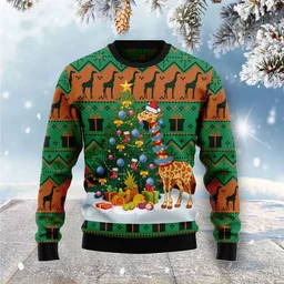 Christmas Tree Giraffe Ugly Xmas Sweater Cold Weather Clothes Gifts For Giraffe Lovers
