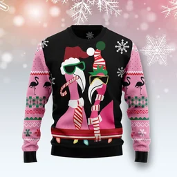 Flamingo Festive Holiday Ugly Christmas Sweater Xmas Party Outfits Gifts For Flamingo Lovers
