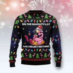 Flamingo On The Naughty List Ugly Christmas Sweater Xmas Clothing Gifts For Flamingo Lovers