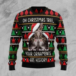 Cat Oh Christmas Tree Ugly Christmas Sweater Xmas Clothing Xmas Gifts For Cat Mom