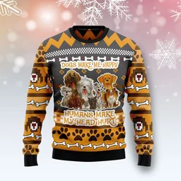 Dogs Make Me Happy Ugly Christmas Sweater Christmas Vacation Clothing Gifts For Dog Lovers