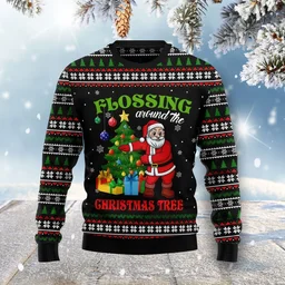 Flossing Around The Xmas Tree Ugly Xmas Sweater Cold Weather Clothes Gifts For Friends