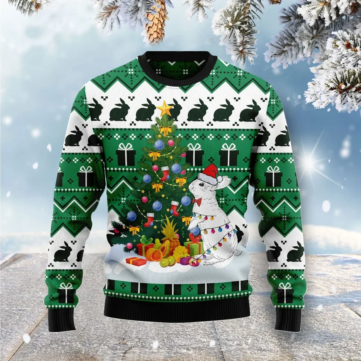 Christmas Tree Rabbit Ugly Christmas Sweater Christmas Vacation Clothing Gifts For Rabbit Lovers