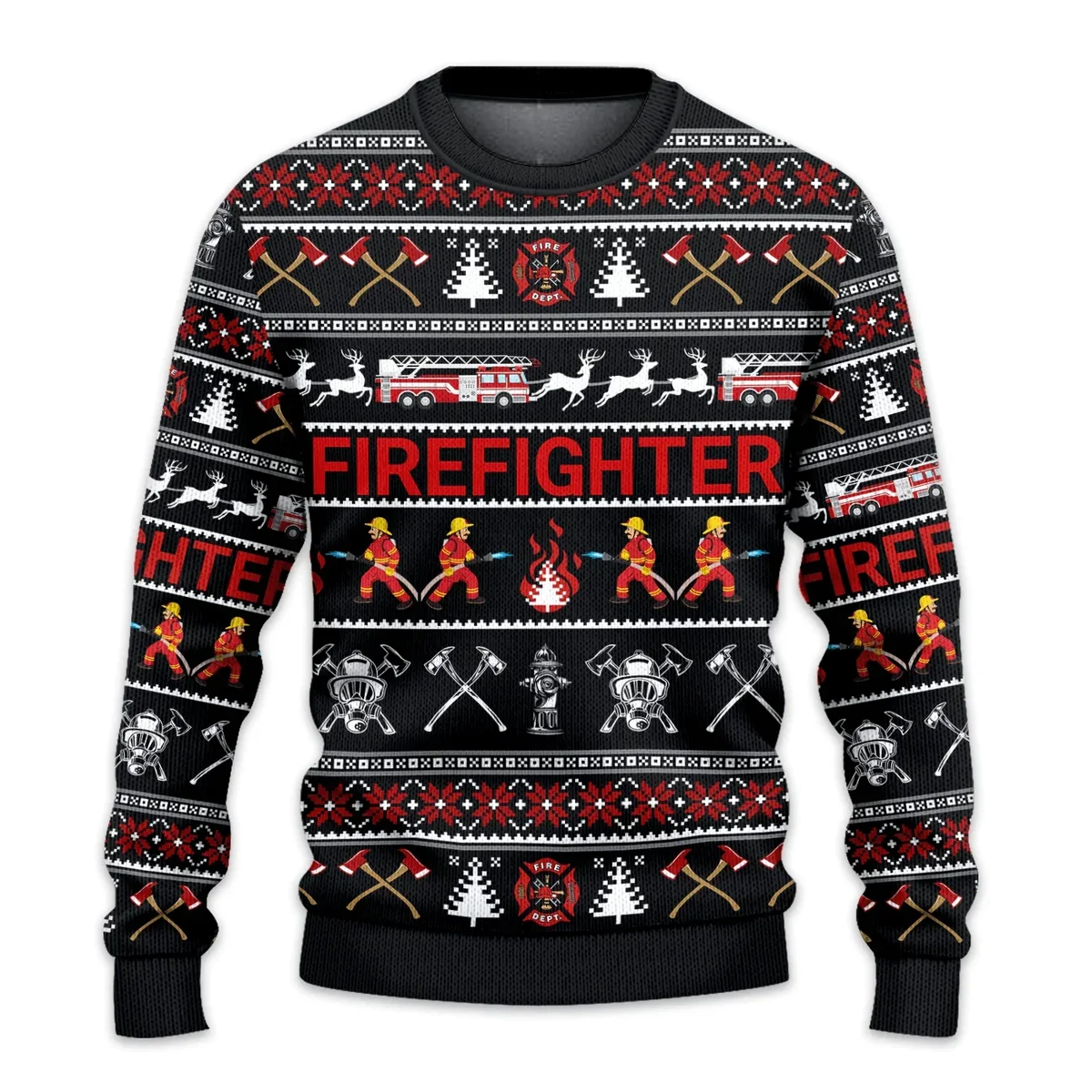 Firefighter Ugly Sweater Warm Clothes For Winter Gifts For Firefighter Lovers