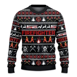 Firefighter Ugly Sweater Warm Clothes For Winter Gifts For Firefighter Lovers