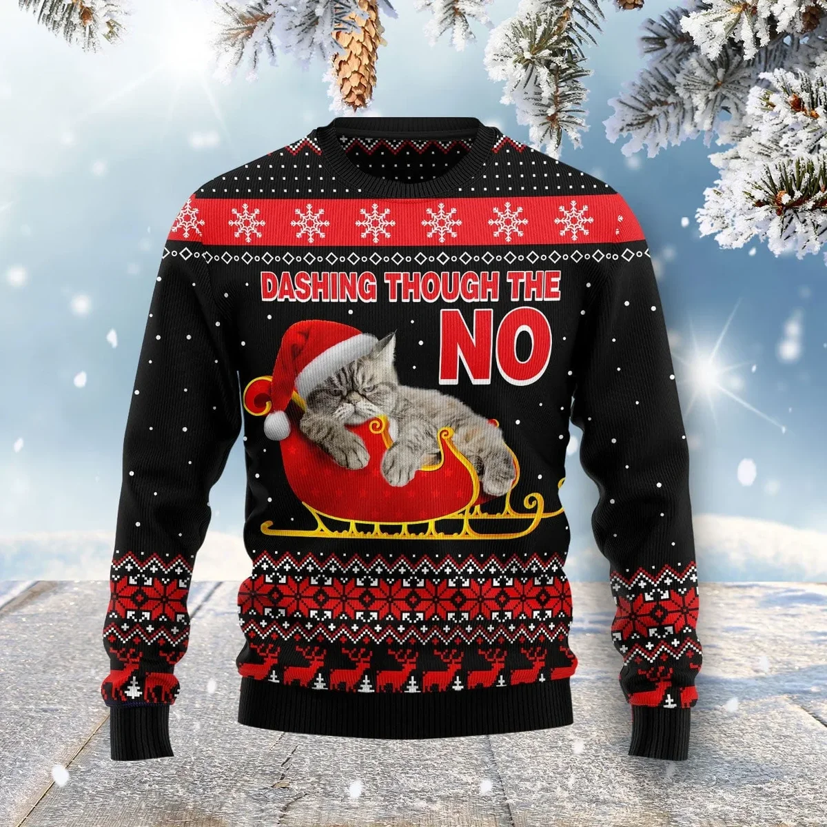 Cat Dashing Through The No Ugly Christmas Sweater Xmas Party Outfits Cat Lovers Gifts