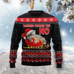 Cat Dashing Through The No Ugly Christmas Sweater Xmas Party Outfits Cat Lovers Gifts