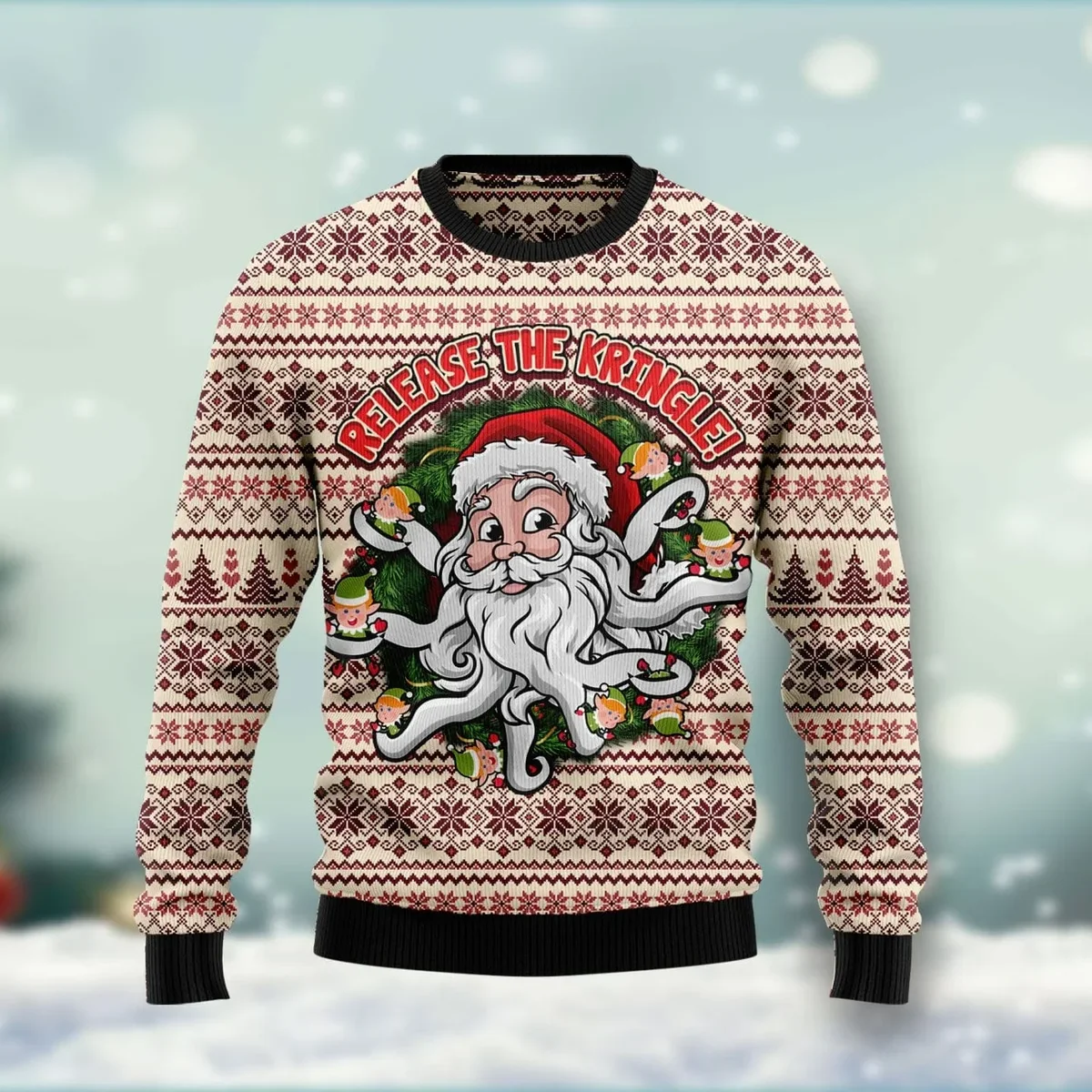 Funny Santa Claus Release The Kringle Ugly Christmas Sweater Xmas Outfit Gift Ideas