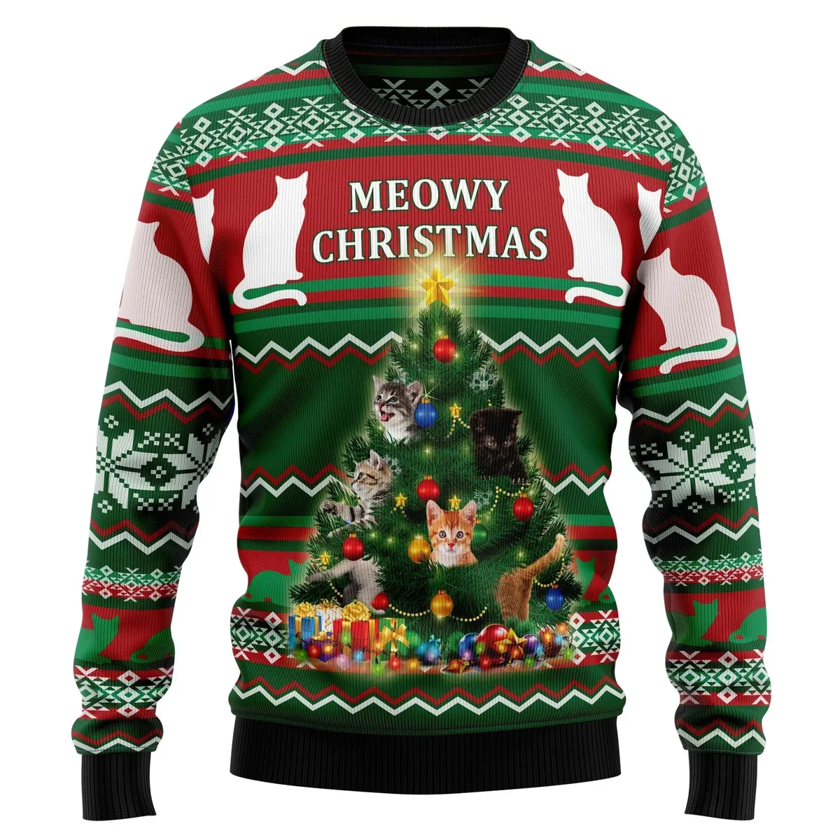 Cat Meowy Christmas Ugly Christmas Sweater Clothes For Christmas Gifts For Cat Lovers