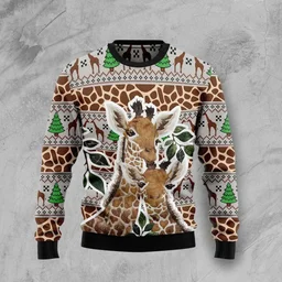Giraffe Family Christmas Ugly Christmas Sweater Clothes For Christmas Gifts For Giraffe Lovers