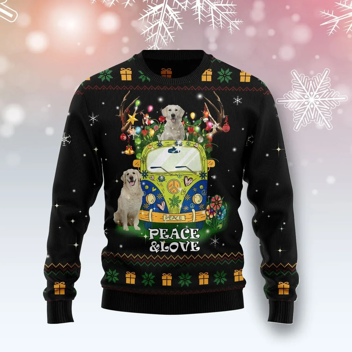 Camping Car And Siberian Husky Ugly Christmas Sweater Xmas Outfit Gifts For Dog Lovers