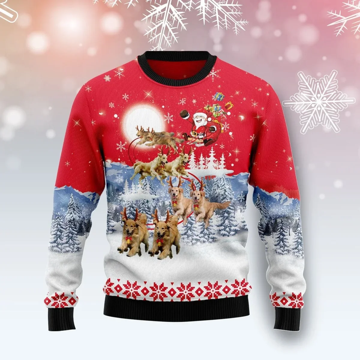Golden Retriever Santa Ugly Christmas Sweater Festive Outfit Golden Retriever Lovers Gifts
