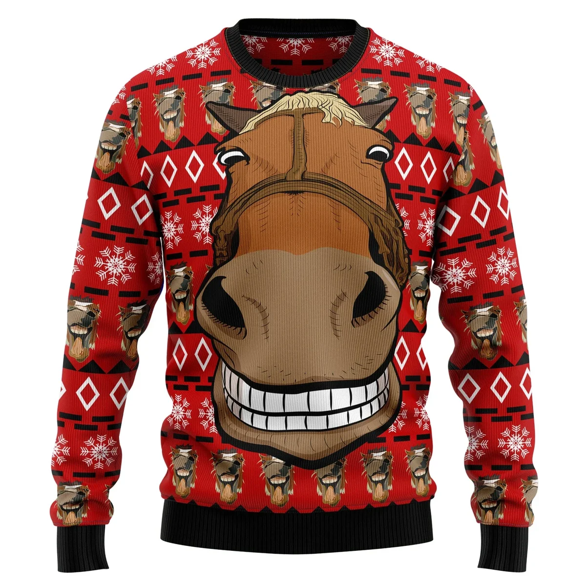 Funny Horse Ugly Christmas Sweater Xmas Party Outfit Gifts For Horse Lovers