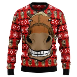 Funny Horse Ugly Christmas Sweater Xmas Party Outfit Gifts For Horse Lovers