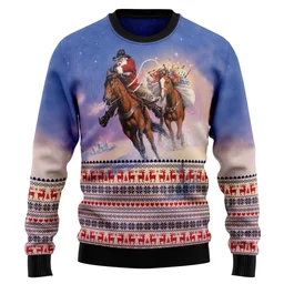Cowboy Sata Claus Ugly Xmas Sweater Xmas Party Clothes Gifts For Sata Lovers