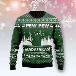 Cat Pew Pew Madafakas Ugly Christmas Sweater Christmas Vacation Outfit Gifts For Cat Lovers