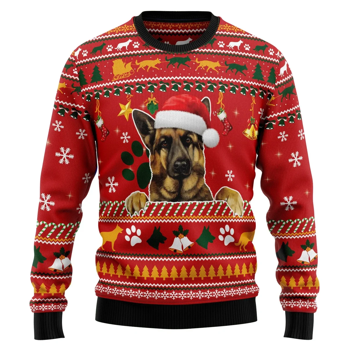 German Shepherd Waiting Ugly Christmas Sweater Xmas Party Clothes Gifts For Dog Lovers