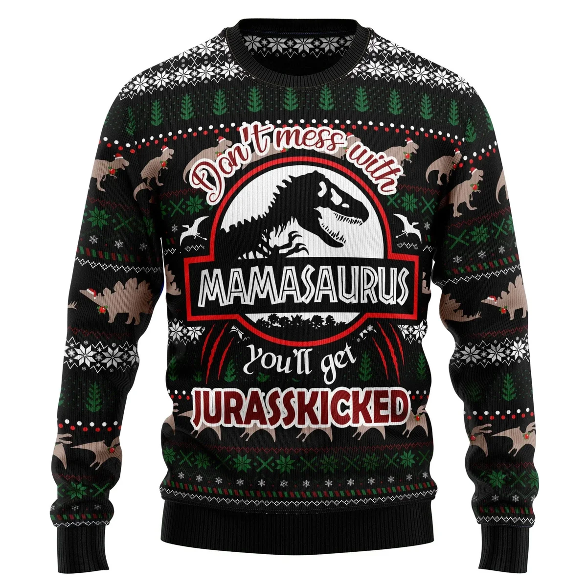 Dinosaur Mamasaurus Ugly Christmas Sweater Christmas Vacation Clothing Gifts For Dinosaur Lovers