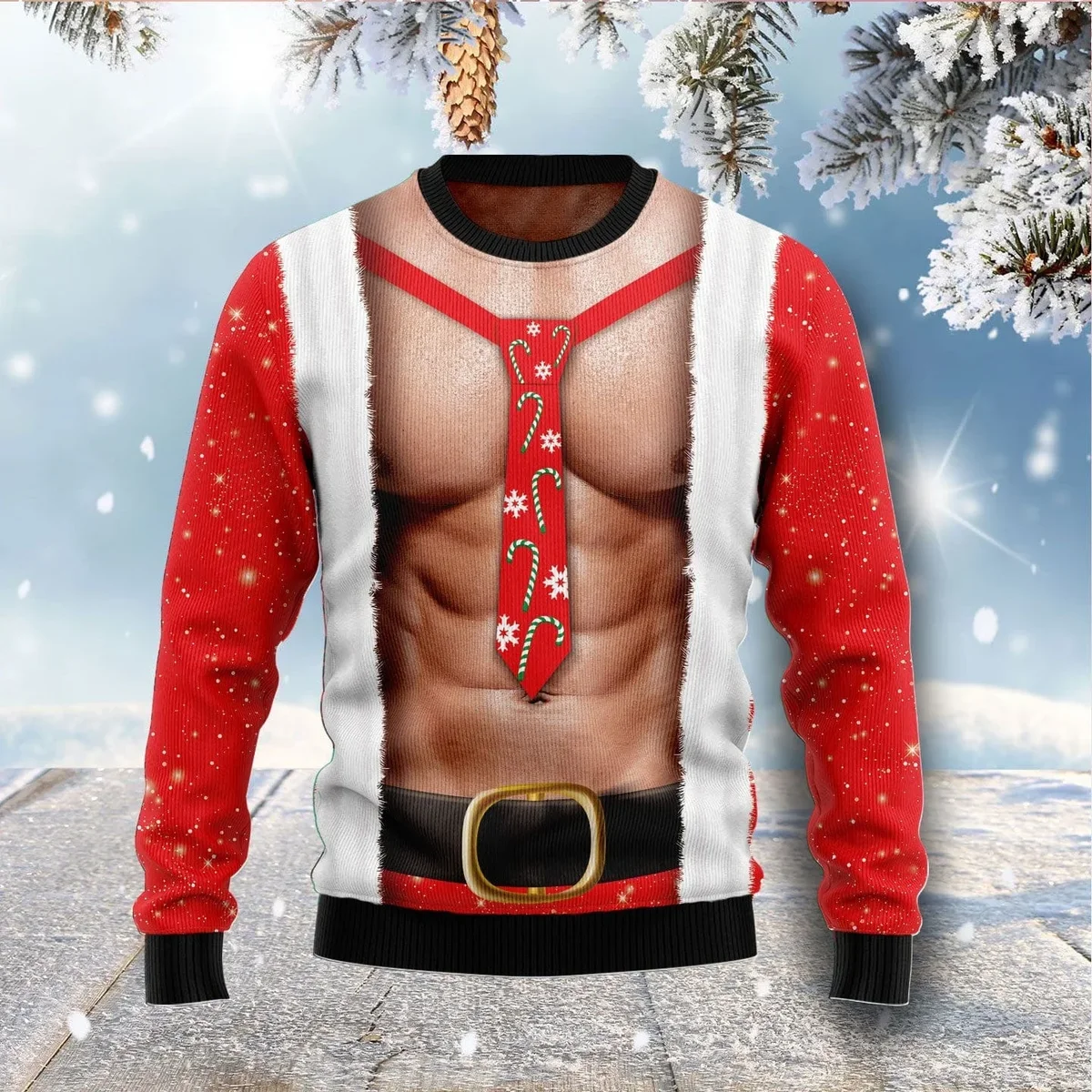 Funny Six Pack Muscle Ugly Christmas Sweater Christmas Party Outfit Gifts For Boyfriend
