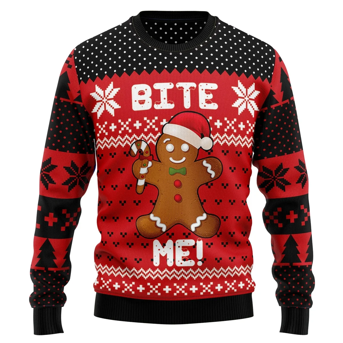 Gingerbread Man Bite Me Ugly Christmas Sweater Xmas Sweater Christmas Gifts For Him