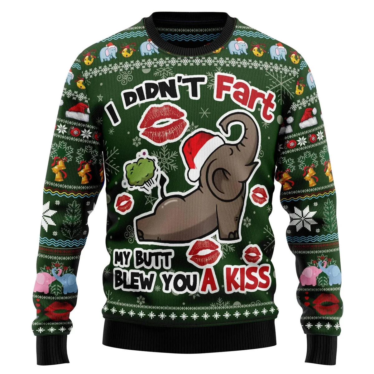 Elephant I Didn T Fart My Butt Blew You A Kiss Ugly Christmas Sweater Xmas Outfit Gifts Idea