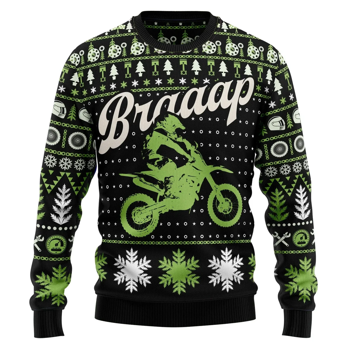 Braaap Moto Ugly Christmas Sweater Xmas Outfit Gifts Idea For Moto Lovers