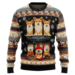 Corgi Water Reflection Ugly Christmas Sweater Winter Clothing Xmas Gifts For Corgi Lovers