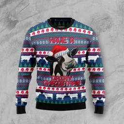 Cow Dairy Christmas Ugly Christmas Sweater Xmas Vacation Apparel Gifts For Cow Lovers