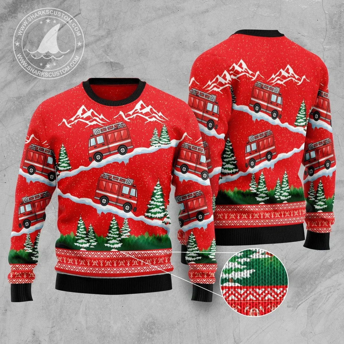 Firefighter Truck Ugly Christmas Sweater Christmas Day Clothes Xmas Gifts For Firefighters