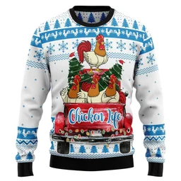 Chicken Life Ugly Christmas Sweater Funny Xmas Sweater Christmas Gifts For Chicken Lovers