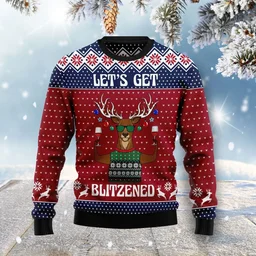 Deer Let_s Get Blitzened Ugly Christmas Sweater Winter Apparel Xmas Gifts For Deer Lovers