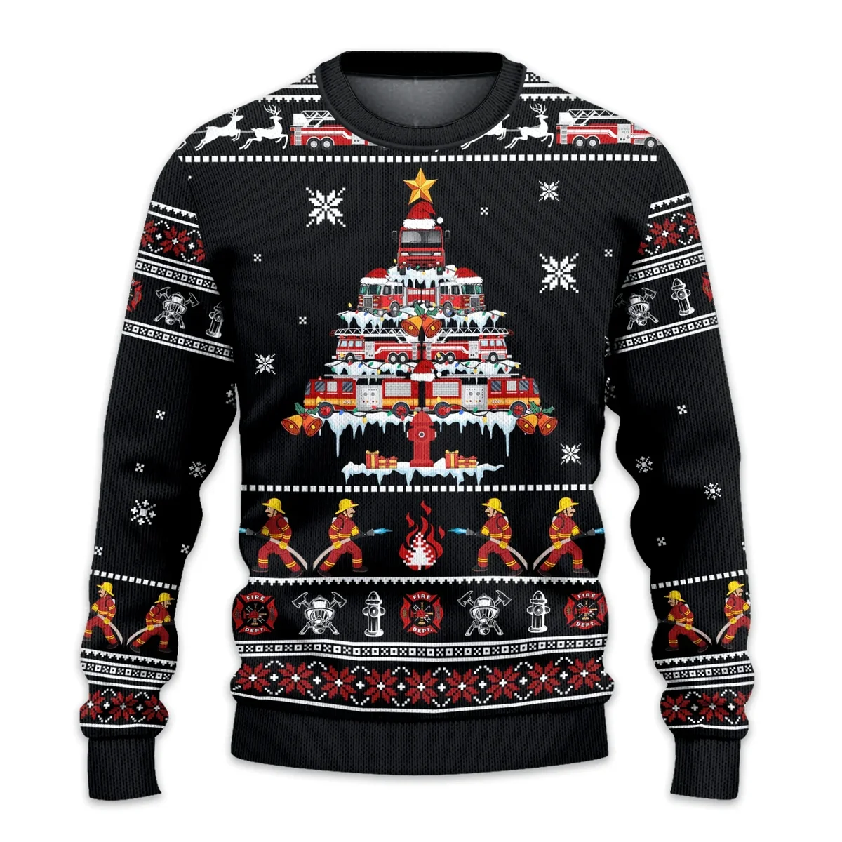 Firefighter Christmas Ugly Sweater Christmas Clothing Xmas Gifts For Firefighter Lovers