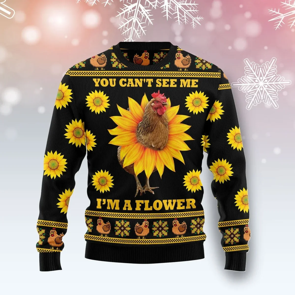Chicken Flower You Can_t See Me Ugly Christmas Sweater Xmas Clothing Gifts For Brother