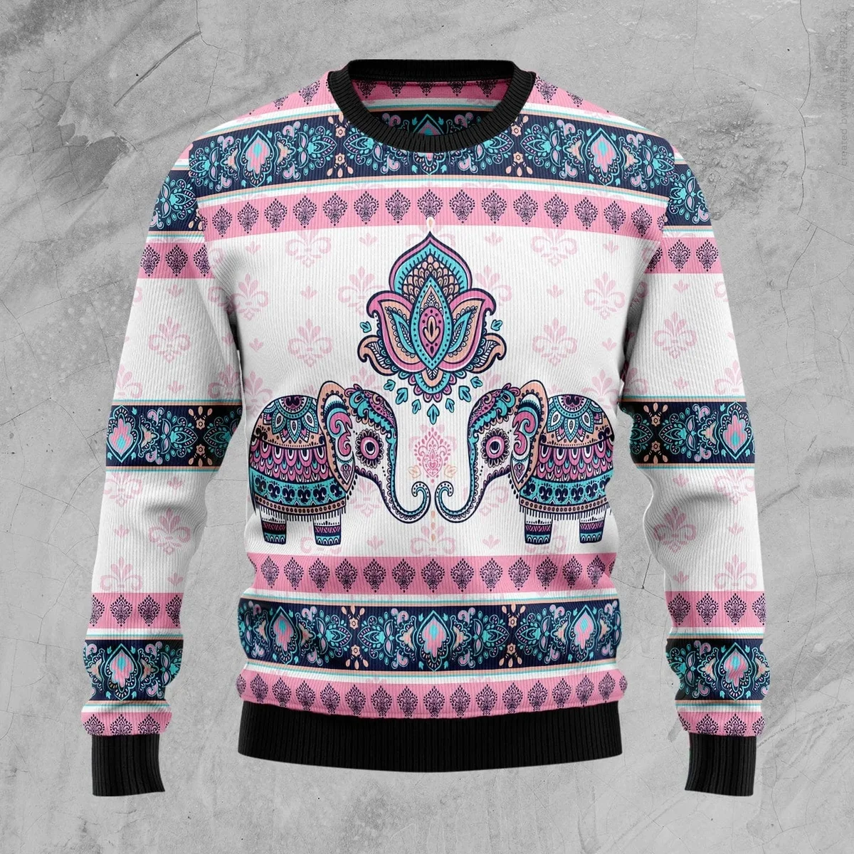 Elephant Mandala Ugly Christmas Sweater Christmas Day Outfit Gifts For Elephant Lovers