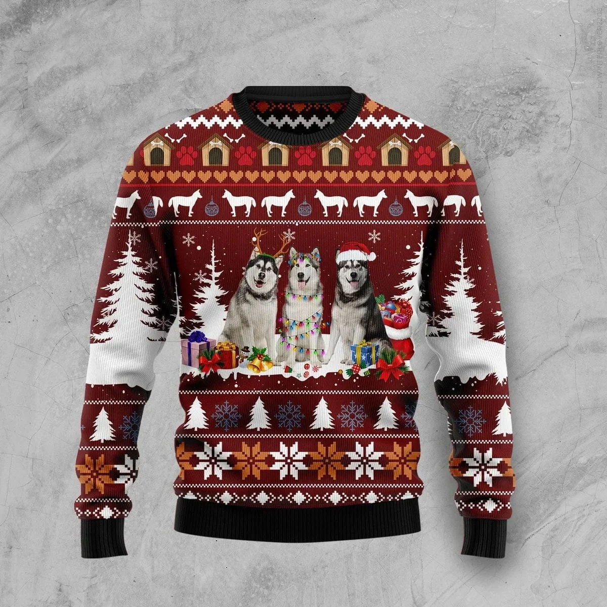Cute Alaskan Ugly Christmas Sweater Xmas Clothes Gifts For Dog Lovers