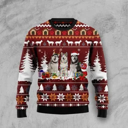 Cute Alaskan Ugly Christmas Sweater Xmas Clothes Gifts For Dog Lovers