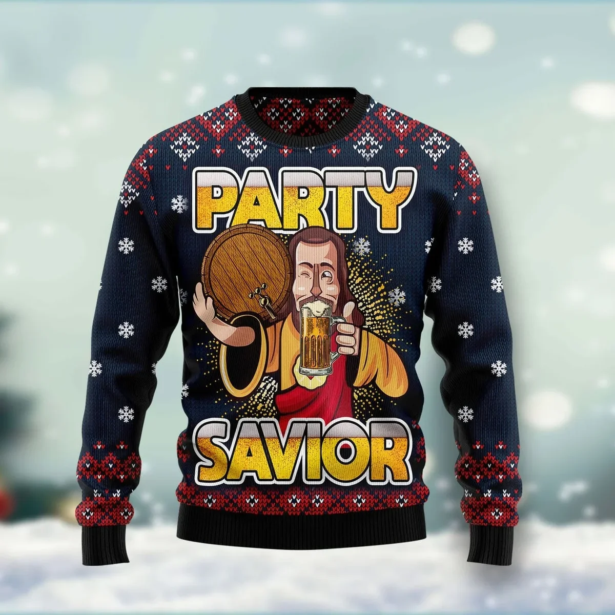 Jesus Party Savior Ugly Christmas Sweater Christmas Vacation Apparel Gifts For Christians