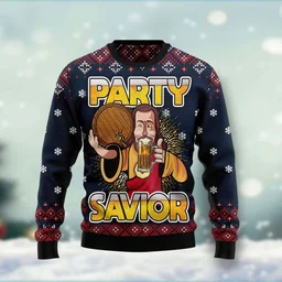 Jesus Party Savior Ugly Christmas Sweater Christmas Vacation Apparel Gifts For Christians
