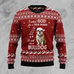 Bulldog True Friend Ugly Christmas Sweater Cute Christmas Outfits Gifts For Bulldog Lovers