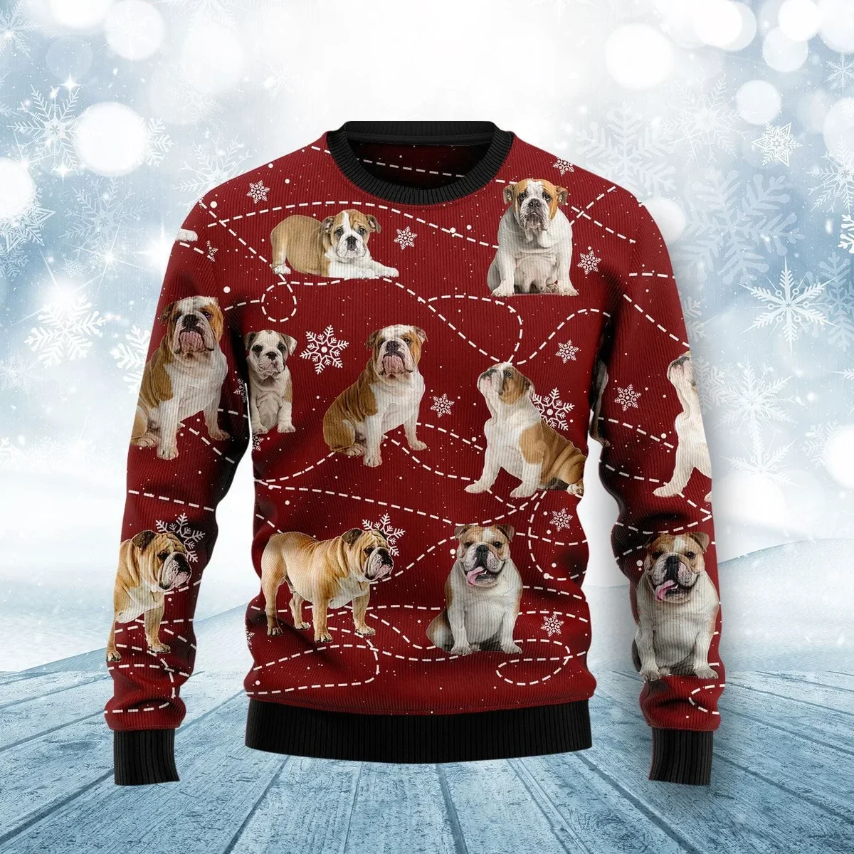 Bulldog Xmas Ugly Christmas Sweater Xmas Outfit Gifts For Dog Lovers