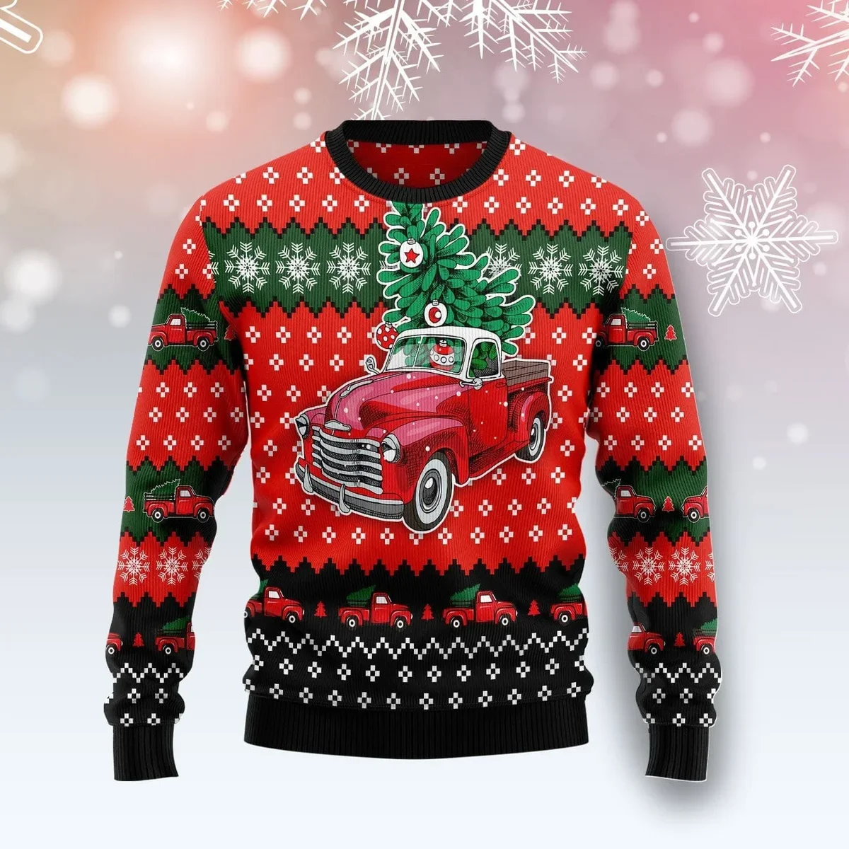 Red Truck Ugly Christmas Sweater Christmas Vacation Clothing Gifts For Car Lovers