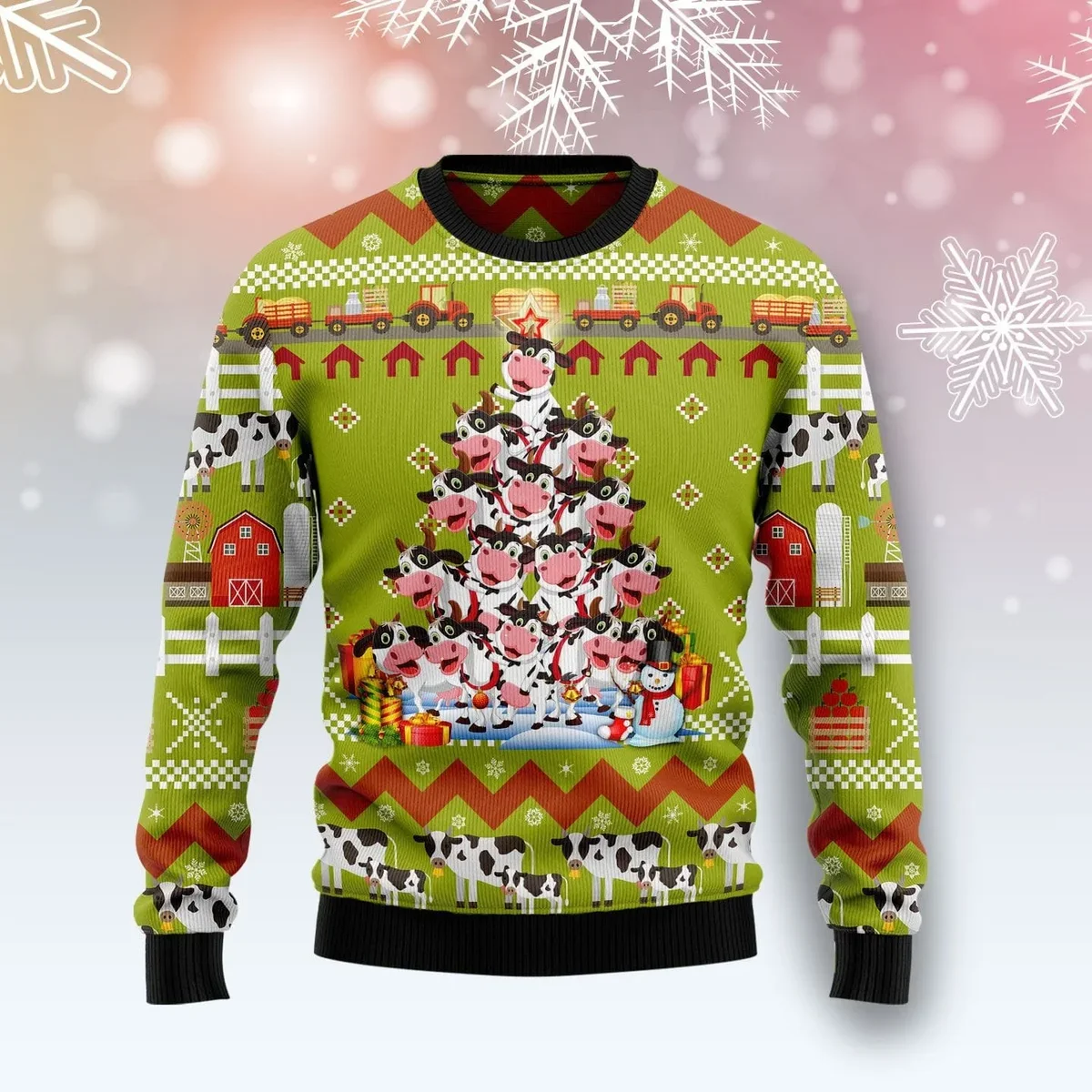 Cow Pine Tree Ugly Christmas Sweater Xmas Vacation Clothing Gifts For Cow Lovers